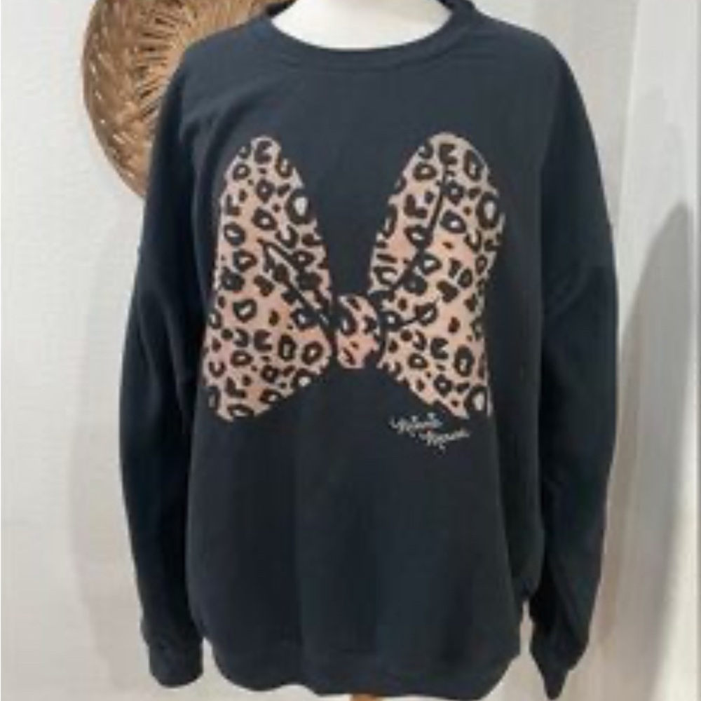 Disney Black Sweatshirt with Leopard Accent